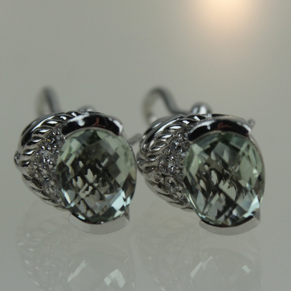 Judith Ripka Sterling Green Quartz Earrings